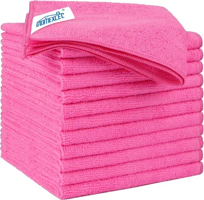 Imagen del producto de Paños de microfibra para automóviles, 30x30 cm, paquete de 12 unidades, color rosa, para la limpieza
