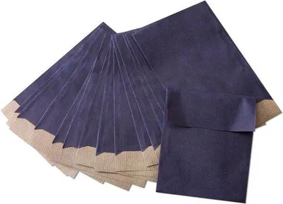Produktbild von Famanu Mini-Geschenkbeutel Dunkelblau - 50 Stück - 95 x 14 cm - Kleine Papierbeutel - Kraftpapier