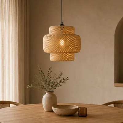 Obrázok produktu pre Závesná lampa Milton & Oldbrook z bambusu, Ø 40 cm, Dresden