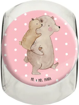 Produktbild von Mr. & Mrs. Panda Kaffeedose Papa Bär L 870ml - Rot Pastell - Geschenk, Vatertag, Vorbild, Lebensmittelbehälter, Vorratsbehälter, Bonbonglas, gewürzglas, Bruder