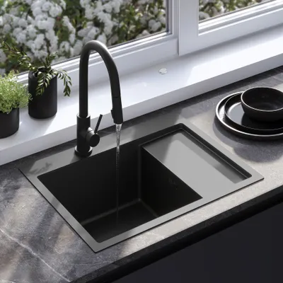 Obrázek produktu pro Kuchyňský Dřez Rea Fin Black + Kuchyňská Baterie Fresh Black