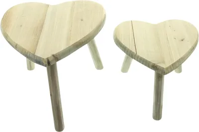Produktbild von Hocker Herz, 2er Set, Holz, recycelt Maße: Ø 26 x 20 cm, Ø 31 x 25 cm