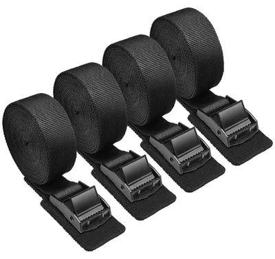 Image de Sangle à cliquet - Lot de 4 - Noir - 2,5 m - Charge 250 kg - Sangle d'arrimage