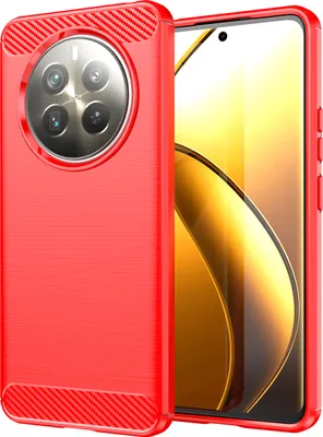 Produktbild von Hülle für Realme 12+ 5G Carbon-Faser Weich TPU Silikon Stoßfest Handyhülle Rot