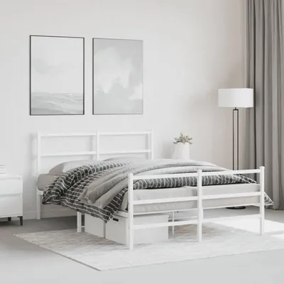 Produktbild von "im Sonderangebot"Bettgestell - CLORIS - Doppelbett - Robust und langlebig - mit Kopf- und Fußteil Metall Weiß 140x200 cm - Einfache Montage -  - DEMöbel7476451
