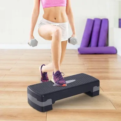 Productafbeelding van Famanu Aerobic Stepper, in hoogte verstelbaar (10-15 cm) - Antislipcoating - Mini stepper voor thuisgebruik - Zwart/Grijs