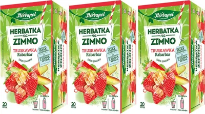 Produktbild von Herbapol Erdbeere Rhabarber Tee 60 Beutel - kalt aufgießen Früchtetee Cold Brew