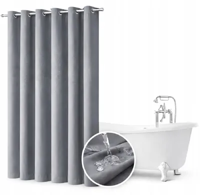 Immagine prodotto di Tenda da doccia impermeabile, 150 x 220 cm, su binari, color grigio scuro