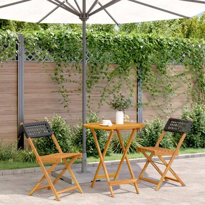 Immagine prodotto di 2025 Set di mobili da giardino moderni set di mobili da balcone set di 3 pezzi bistrot in poly rattan nero e legno massiccio - set di mobili da giardino,design 5469603 2parcel
