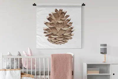 Produktbild von MuchoWow® Wandteppich Wandbehang Aquarell - Tannenzapfen 90x90 cm Tapisserie Dekoration Wandtuch - Wandaufhänger