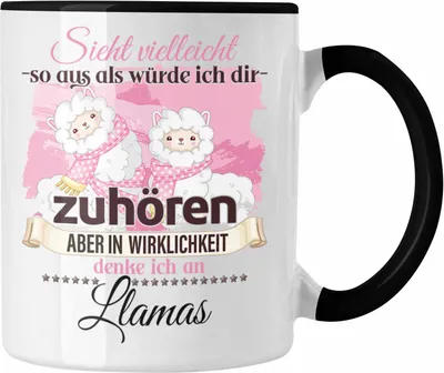 Produktbild von Trendation - Llama Geschenk Tasse Alpaka Liebhaber Geschenkidee Lustiger Spruch (Schwarz)
