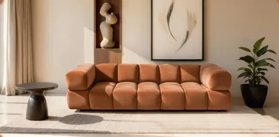 Produktbild von Kaiser Möbel Sofa 4-Sitzer, Couch, Veloursstoff Bluvel, Zimtfarbe, Averro