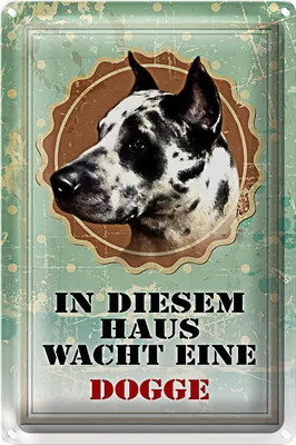 Produktbild von Blechschild Hund 20x30cm in diesem Haus wacht eine Dogge