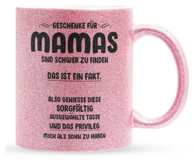 Produktbild von 22Feels Glitzertasse Pink Mama Geschenk von Sohn Muttertag Geburtstag Mutter Weihnachten Kaffeetasse Frauen Geschenkidee Bürotasse