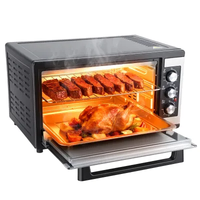 Produktbild von Großer 46-Liter-Konvektionsofen, 9-in-1-Küchengerät mit Funktionen wie knusprigem Braten, Dörren und Drehspieß, inklusive 6 Zubehörteilen, 1500 W, Schwarz, Edelstahl