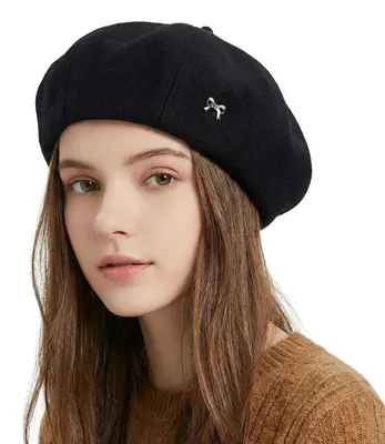 Obrázok produktu pre Dámska čiapka Baskenmütze, osemhranná čiapka, čiapka pre maliarov, elegantná umelkyňa, čiapka typu beret, veľkosť 56-58, čierna, materiál: polyester