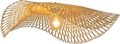 Image de Lampe suspendue, hauteur réglable, design artisanal en bambou, A-45CM, Pas d'ampoule