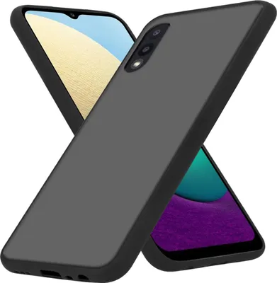 Obrázok produktu pre Cadorabo puzdro pre Samsung Galaxy A02 / M02 v matnej čiernej farbe hybridné ochranné puzdro s TPU silikónom vo vnútri a matným plastovým zadným krytom Puzdro na mobilný telefón Etui