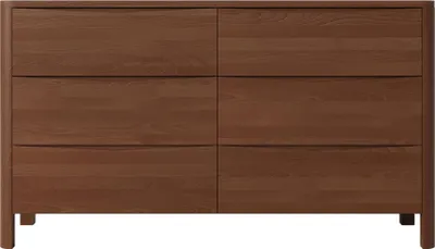 Produktbild von Visby Modena Moderne Kommode mit 6 Schubladen / Minimalistische Kommode aus Holz / Nussbaumfarbe / 150,5x91,5 CM