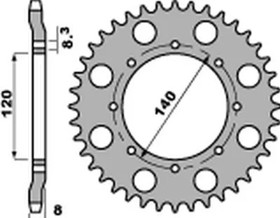 Imagen del producto de Piñón trasero 506 46 C45 KLR 600, compatible con Kawasaki, modelo 1984-1990. Mejora el rendimiento