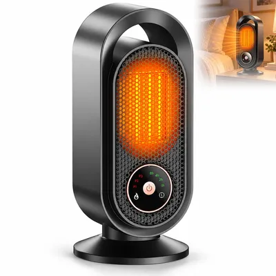 Produktbild von Energiesparender Heizlüfter, PTC-Heizgerät, tragbar,Touchscreen, 3 Temperaturstufen,8-Stunden-Timer, Überhitzungs- & Kippschutz, für Büro & Badezimmer