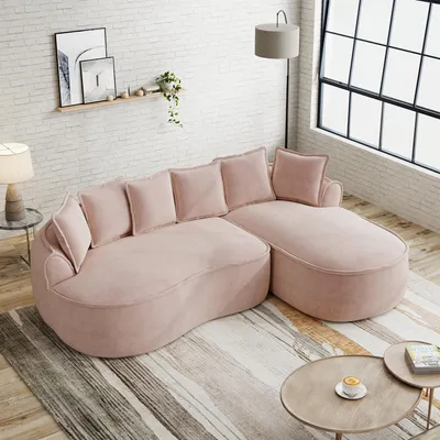 Image de Canapé Chenille Cloud en L, design sans structure, assise profonde, 252 x 164 x 67 cm, rose