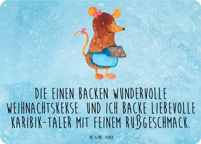 Produktbild von Mr. & Mrs. Panda Wandbild Maus Kekse DIN A3 - Eisblau - Geschenk, Retro Blechschild, Winter, Türschild, Weihnachten, Weihnachtsbäckerei, tafel, Blechtafel, Plätzchen