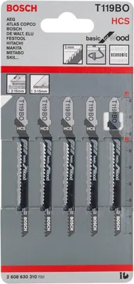 Produktbild von Stichsägeblatt T 119 BO Basic for Wood, 5er-Pack