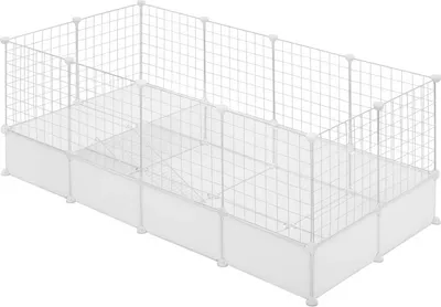 Produktbild von EUGAD Freigehege für Kaninchen, mit Bodenplatte, Weiß, 142x53x71cm