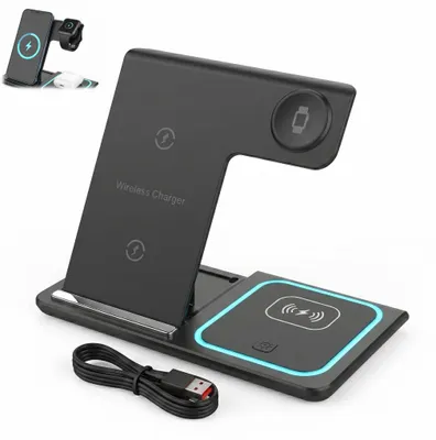 Obrázok produktu pre Nabíjací stanica 3 v 1 s indukčnou nabíjačkou 15 W pre iPhone a Apple Watch