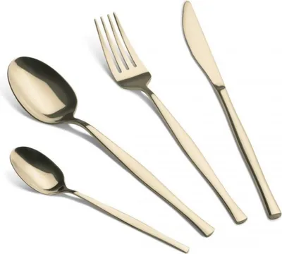 A set of four cutlery pieces arranged diagonally on a white background.