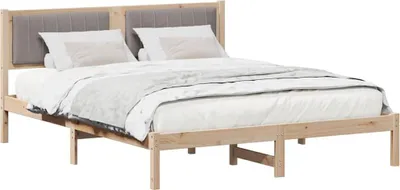 Produktbild von Bettgestell mit gepolstertem Kopfteil Taupe 160 x 200 cm