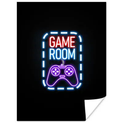 Produktbild von MuchoWow® Poster Neon - Zitate - Spielzimmer - Controller - Schwarz 120x160 cm - Wandbilder