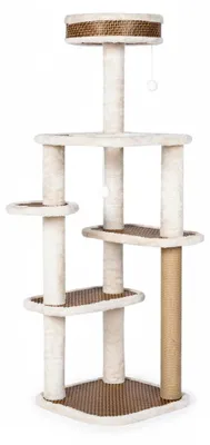 Produktbild von Katzenbaum | Kratzbaum | 5 Ebenen | Spielmöglichkeit | Aussichtskörbchen | Beige/Braun | 120 cm Hoch