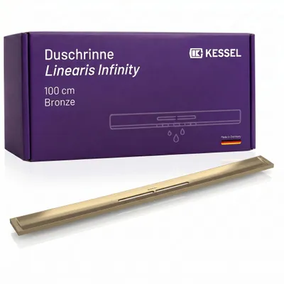 Produktbild von KESSEL Duschrinne Linearis Infinity 60, 100cm Bronze, 45304.10,  Bodengleiche Duschablauf-Rinne aus V4A  – inkl. Megastop Geruchsverschluss
