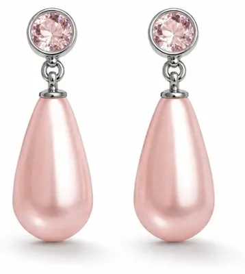 Produktbild von Biba Ohrringe Ohrhänger Strass-Stein Perle Hellrosa Hellgrün – Hellrosa