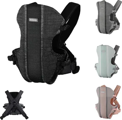 Produktbild von Kikkaboo Babytrage Gwen Fly Strickstoff Bauchtrage Rückentrage Gurte verstellbar schwarz