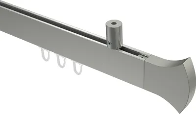 Produktbild von Interdeco Innenlaufstange / Gardinenstange mit Innenlauf Edelstahl-Optik, Typ Sonius Conex (Rundung) Deckenmontage, 14x35 mm 1-läufig, 200 cm