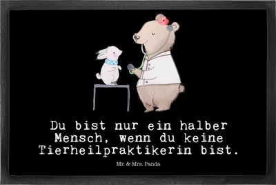 Produktbild von Mr. & Mrs. Panda fußmatte Tierheilpraktikerin Herz 50 x 75 cm - Schwarz - Geschenk, Schmutzmatte, Fußabtreter, Schmutzfangmatte, Bodenvorleger, Schmutzfänger