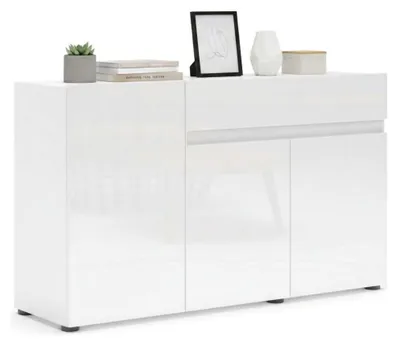 Produktbild von Kommode Dferrarin, Wohnzimmerbuffet, Wohnzimmer-Sideboard, Moderne Küchen-Speisekammer,  Italy, 135x38h79 cm, Glänzendes Weiß