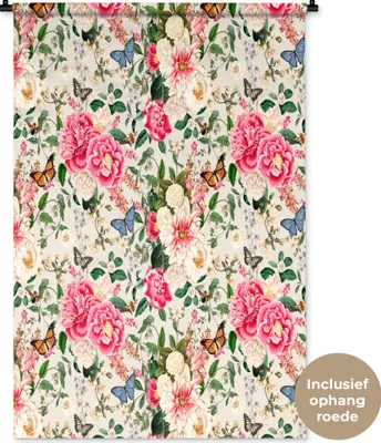 Produktbild von MuchoWow® Wandteppich Wandbehang Blumen - Frühling - Insekten 90x135 cm Tapisserie Dekoration Wandtuch - Baumwolle - Wandskulptur