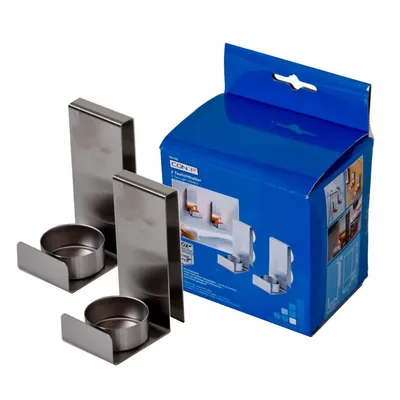 Produktbild von Teelichthalter Metall Edelstahl 2 Stück Wandhalter Saugnapf Dübel 4,5x7,2x10cm