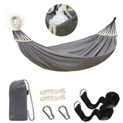 Produktbild von Robuste Outdoor-Hängematte, strapazierfähiges Segeltuch, kippsicher, für 1-2 Personen, ideal für Garten, Camping & Innenbereiche