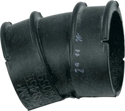 A black rubber hose connector, possibly for a dishwasher.