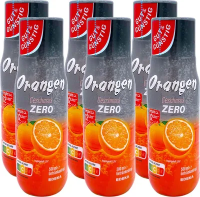 Produktbild von Gut & Günstig Sirup Orange Zero Getränkesirup 6er Pack (6x 500ml)