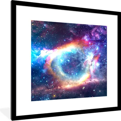 Produktbild von MuchoWow® Gerahmtes Poster Weltraum - Regenbogen - Farben 40x40 cm - Poster mit Schwarzem Bilderrahmen Wandposter Rahmen Foto Bilder - Poster - Plakat im Rahmen