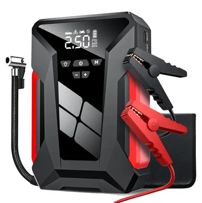 Immagine prodotto di Avviatore di emergenza per auto, batteria da 10000 mAh, compressore d'aria da 150 PSI, batteria da 10000 mAh