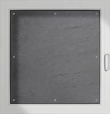 Produktbild von Wallario Lichtschutzbild, Dekorativer Sichtschutz Sonnenschutz 96 x 93 cm mit Motiv: Schwarze Schiefertafel Optik - Steintafel - Verdunklung ohne Bohren
