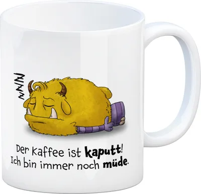 Produktbild von Freches Monster in gelb Kaffeebecher mit lustigem Spruch