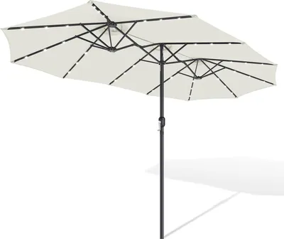 Produktbild von Faziango Dreiteiliger Sonnenschirm Creme mit LED – Extra breite Schirmfläche, XXL Gartenschirm mit Beleuchtung für Terrasse & Balkon